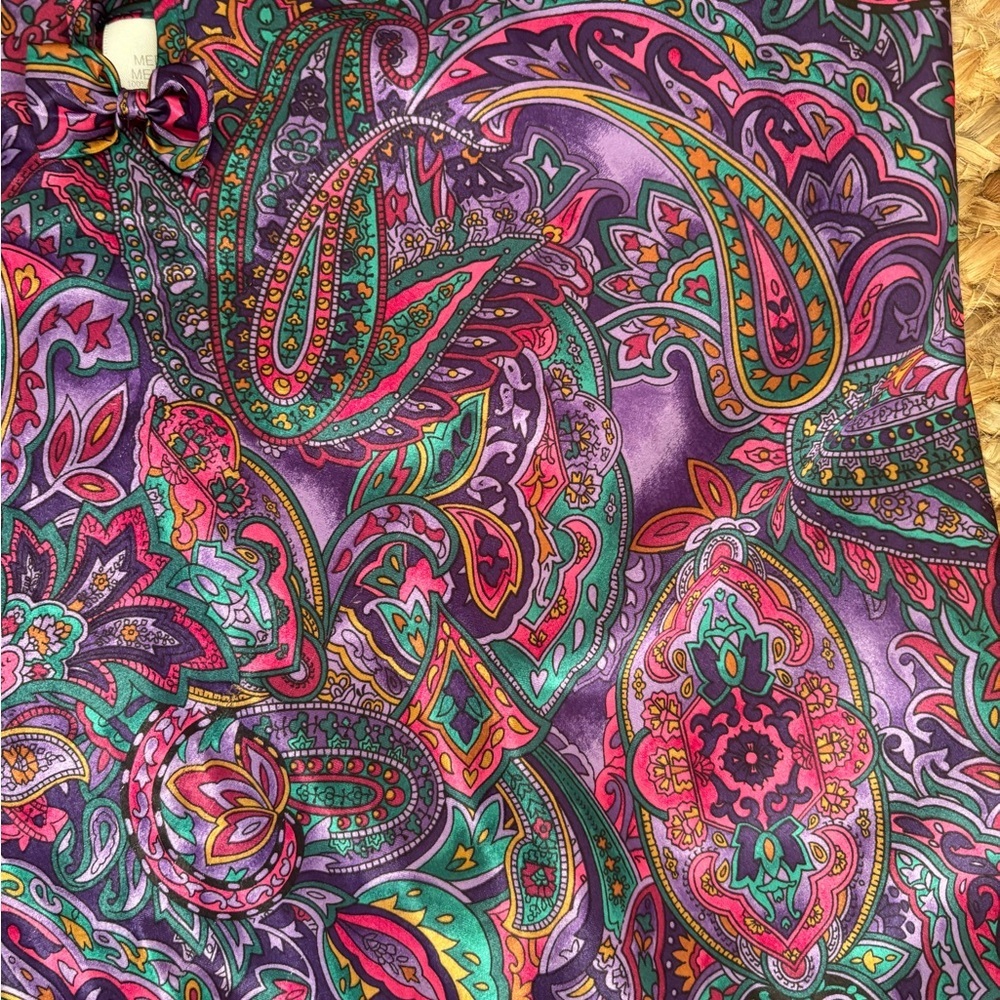 Vintage Adonna Medium Purple Paisley Y2K Slip Dress with Keyhole Cutout - Picture 3 of 7